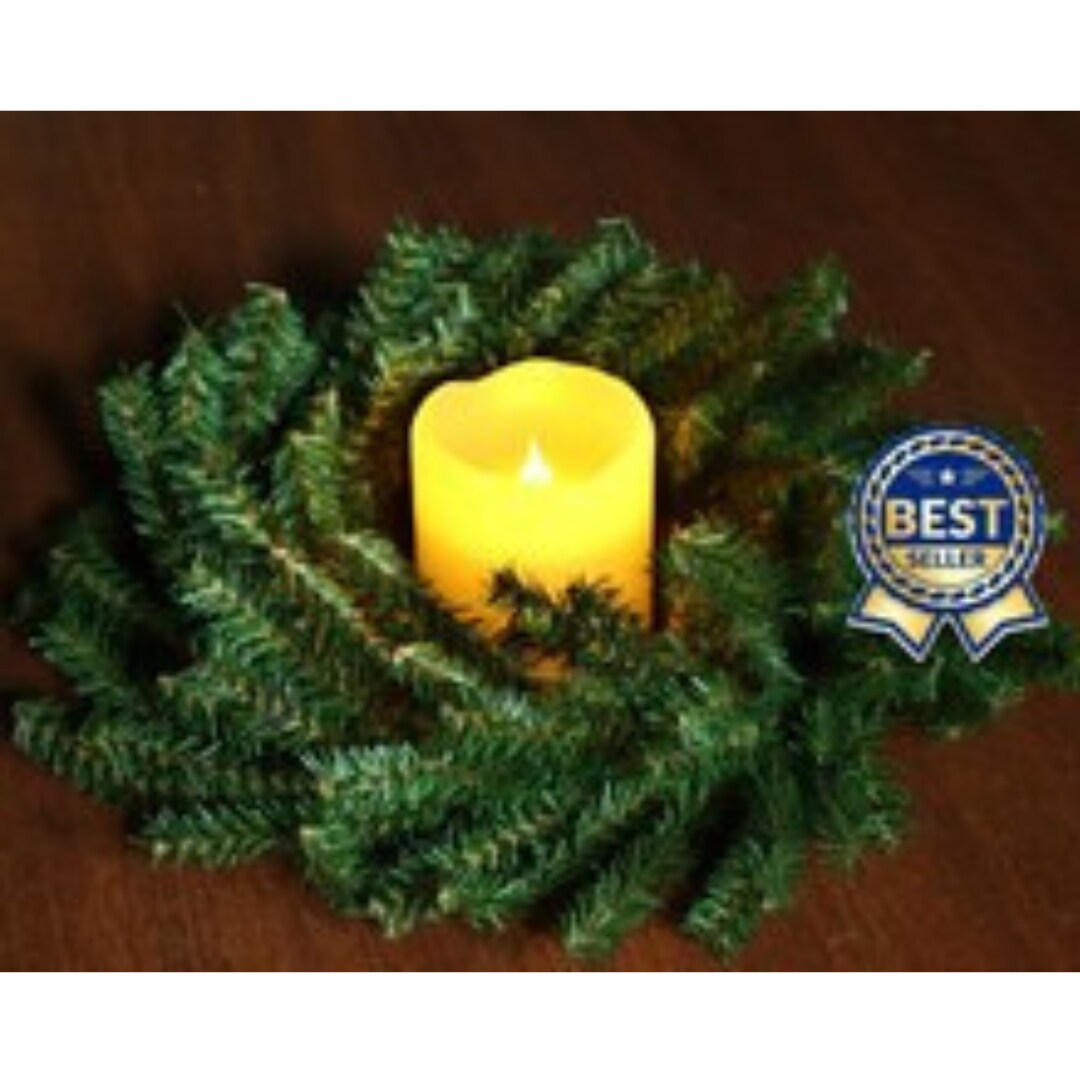 Canadian Pine Wreath with 120 Lifelike Green Tips | 12&#x22; Wide | Indoor/Outdoor Use | Holiday Xmas Accents | Christmas Wreaths | Home &#x26; Office Decor