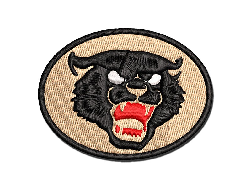 Angry Hissing Cat Face Multi-Color Embroidered Iron-On or Hook &#x26; Loop Patch Applique