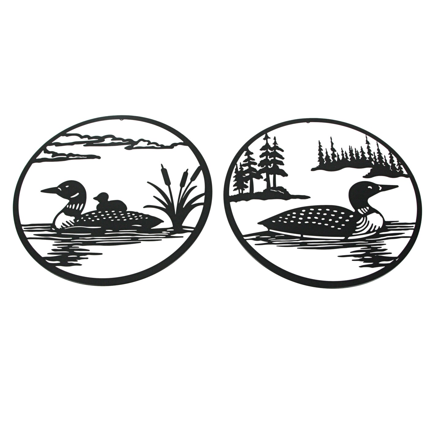 Set of 2 Metal Loon Plaques Decorative Art Home Decor Wall Hanging Sculptures