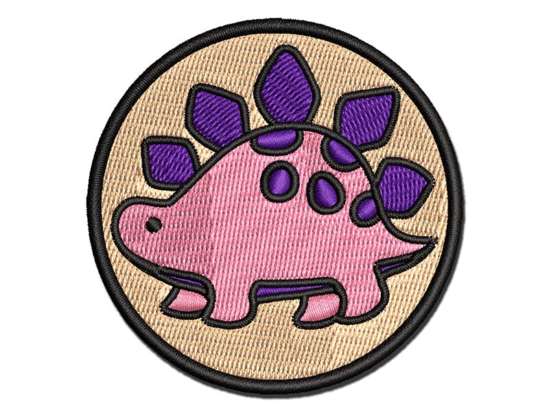 Baby Nursery Stegosaurus Dinosaur Multi-Color Embroidered Iron-On or Hook &#x26; Loop Patch Applique