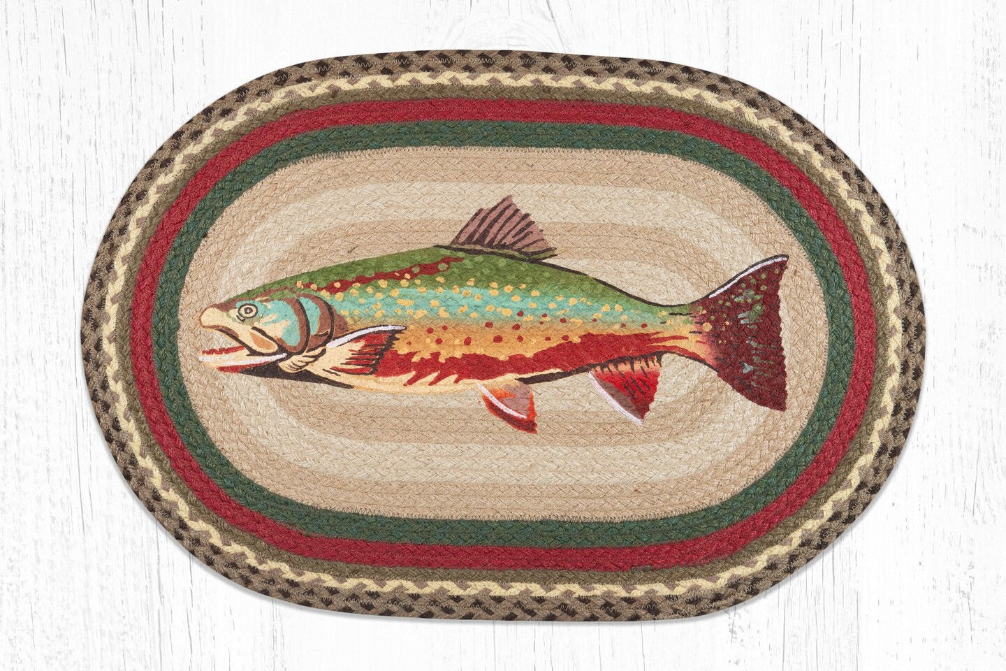 Earth Rugs OP-244 Trout Oval Patch 20&#x22; x 30&#x22;