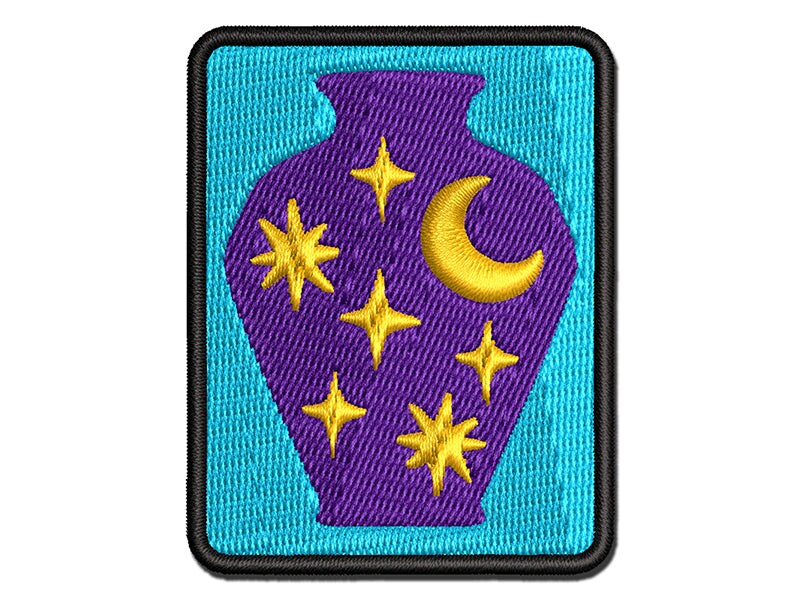 Bottle of Moon and Stars Multi-Color Embroidered Iron-On or Hook &#x26; Loop Patch Applique