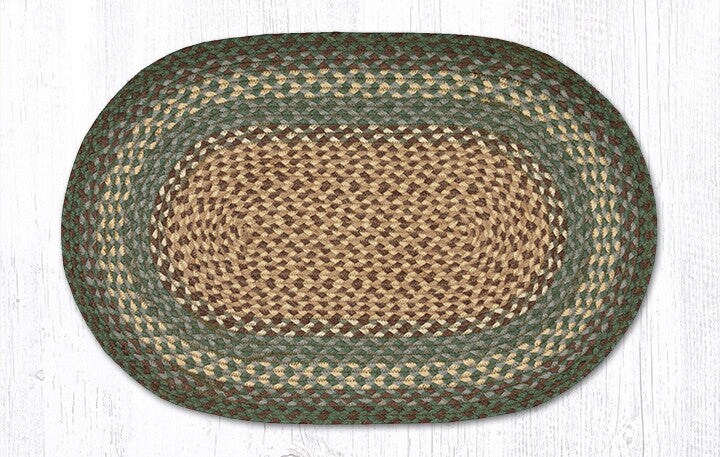 Earth Rugs C-13 Dark Green Oval Braided Rug 20&#x22; x 30&#x22;