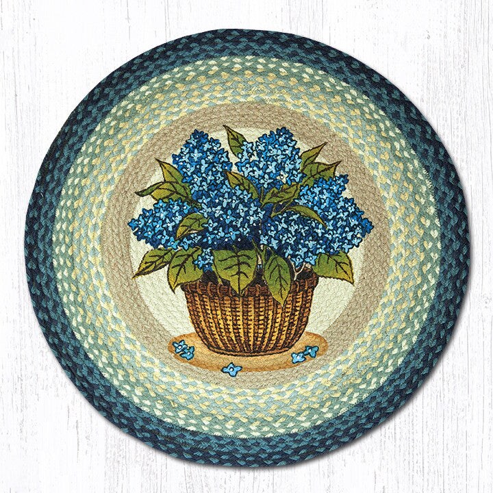 Earth Rugs RP-362 Blue Hydrangea Round Patch 27&#x22; x 27&#x22;
