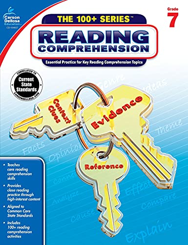 Carson Dellosa The 100+ Series: Reading Comprehension Grade 7 Workbook, Main Idea &#x26; Details, Vocabulary, Critical Thinking Skills, Story Elements, Poetry &#x26; More, 7th Grade Reading Comprehension
