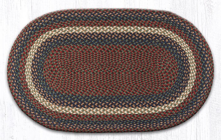 Earth Rugs C-40 Burgundy / Gray Oval Braided Rug 27&#x22; x 45&#x22;