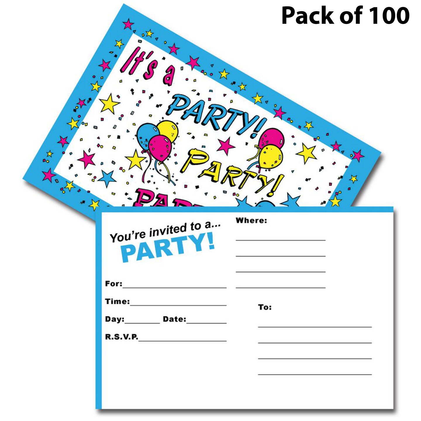 Star Party Postcard Invitations | 4 inches by 6 inches Plastic wrapped | RAHEEV®