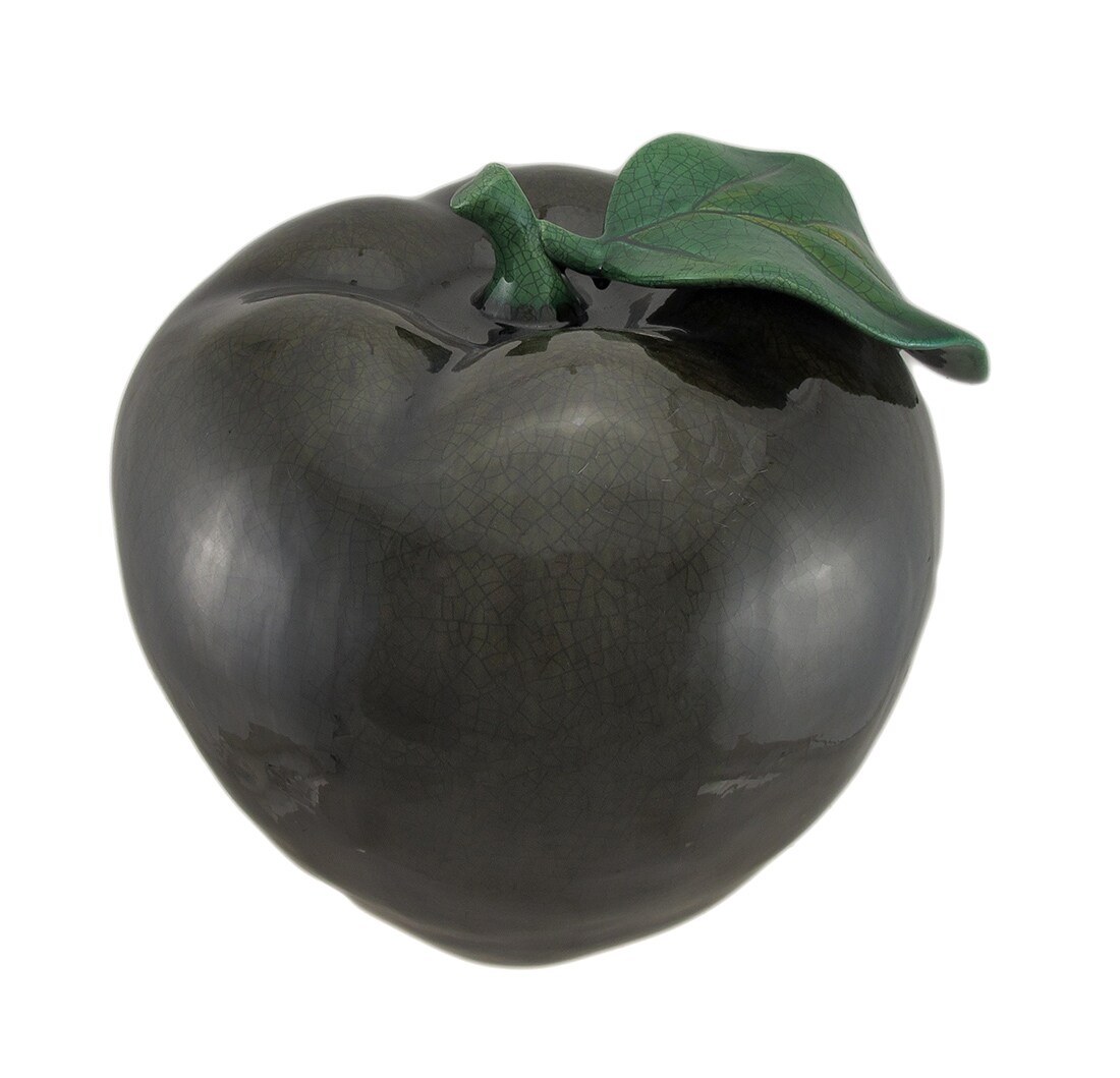 11 Inch Diameter Dark Green Ceramic Apple