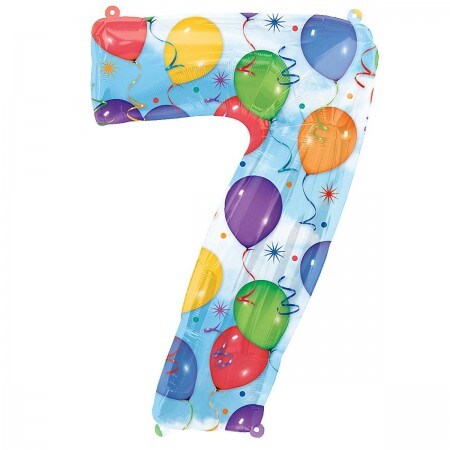 7 Number Shaped Balloons And Streamers Foil Balloon