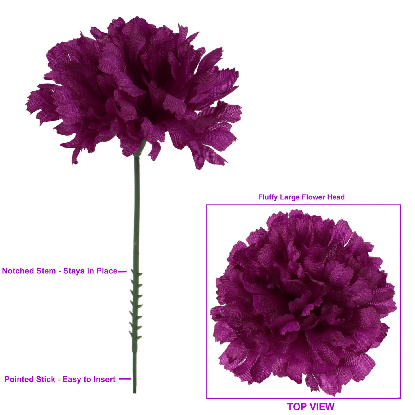 3.5" Easter Carnation Picks - Set of 100, Silk Flowers, Lifelike Artificial Blooms, Perfect for Wreaths, Bouquets & Centerpieces - Spring Décor Accent, Floral Home by Artificial Flowers
