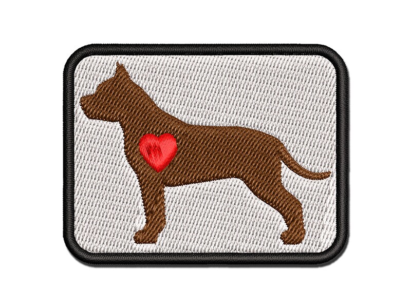 American Staffordshire Terrier Amstaff Dog with Heart Multi-Color Embroidered Iron-On or Hook &#x26; Loop Patch Applique