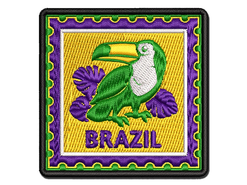Brazil Travel Toucan Tropical Monstera Leaves Multi-Color Embroidered Iron-On or Hook &#x26; Loop Patch Applique