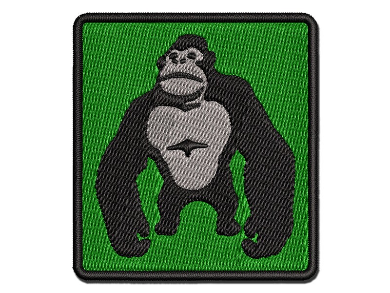Brawny Gorilla Ape Multi-Color Embroidered Iron-On or Hook &#x26; Loop Patch Applique