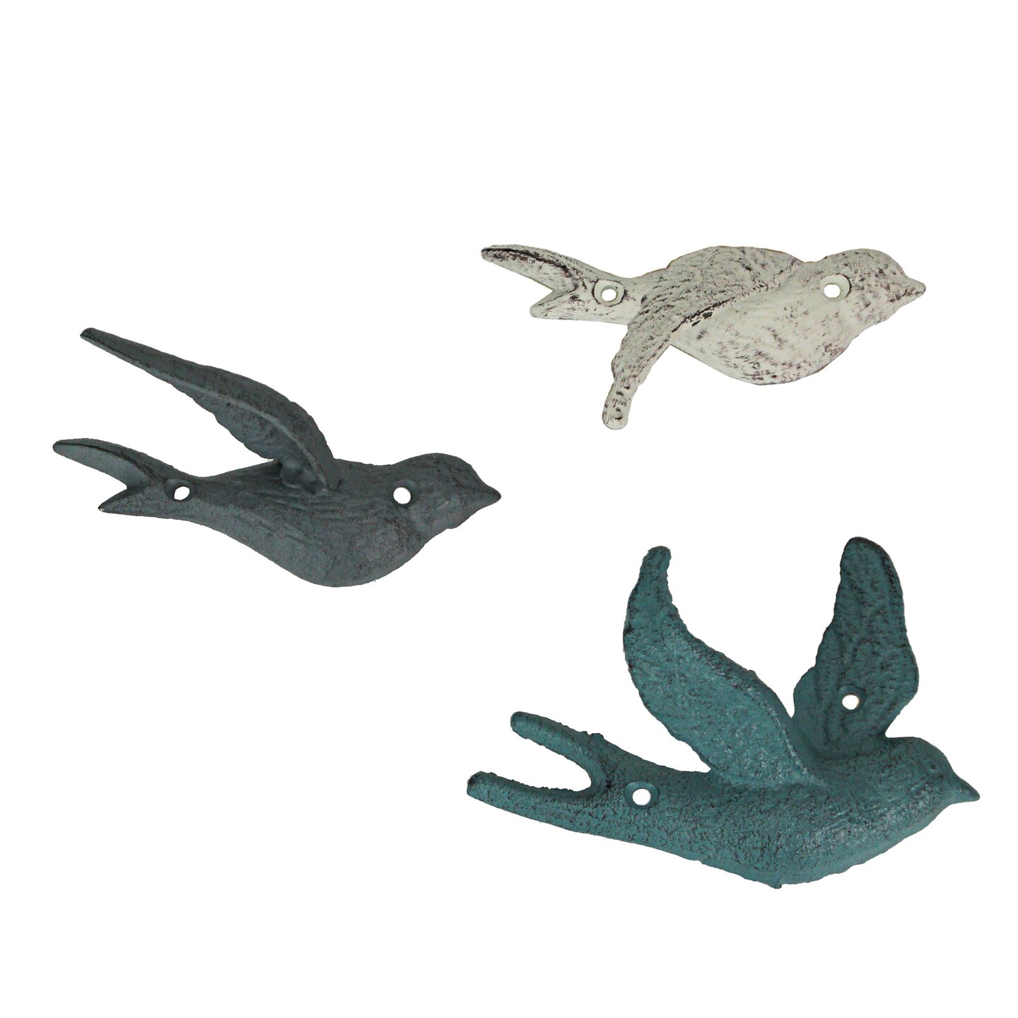 Set of 5 Cast Iron Distressed Finish Flying Birds Decorative Wall Decor