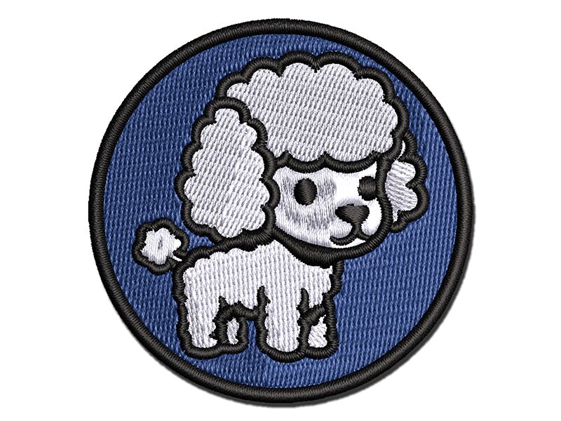 Cute and Fluffy Poodle Dog Multi-Color Embroidered Iron-On or Hook &#x26; Loop Patch Applique