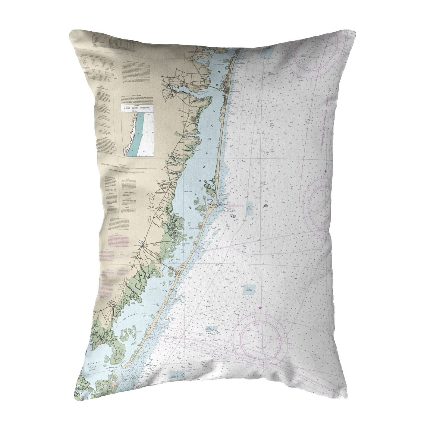 Betsy Drake Long Beach, Nj Nautical Map Noncorded Indoor Outdoor Pillow 