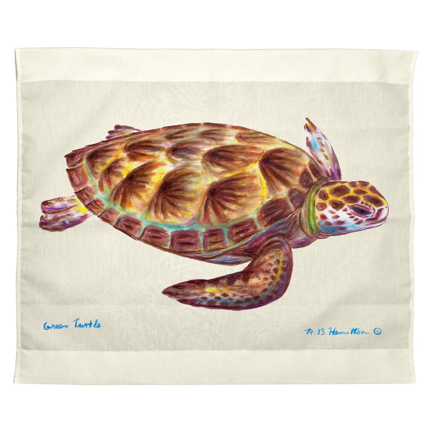 Betsy Drake Green Sea Turtle Outdoor Wall Hanging 24x30
