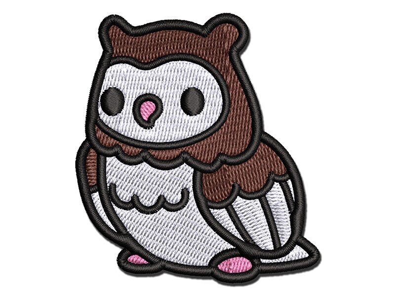 Kawaii Cute Owl Bird Multi-Color Embroidered Iron-On or Hook &#x26; Loop Patch Applique