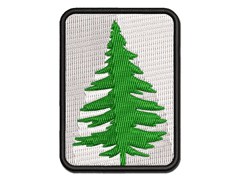 Hand Drawn Sketchy Christmas Evergreen Tree Multi-Color Embroidered Iron-On or Hook &#x26; Loop Patch Applique