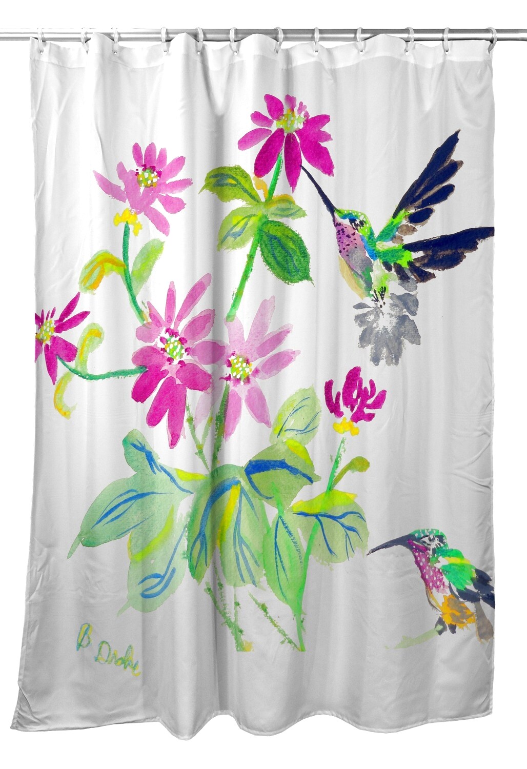 Betsy Drake Ruby Throat Hummingbird Shower Curtain