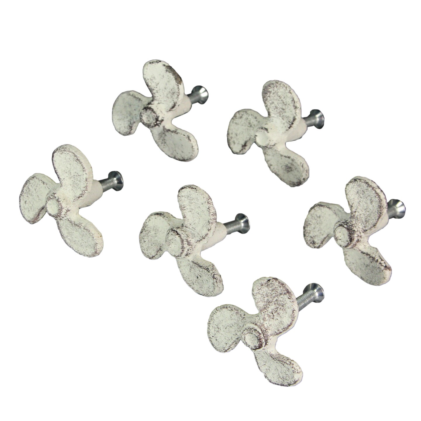 Set of 6 Cast Iron Boat Propeller Cabinet Knob Nautical Drawer Pull Decor