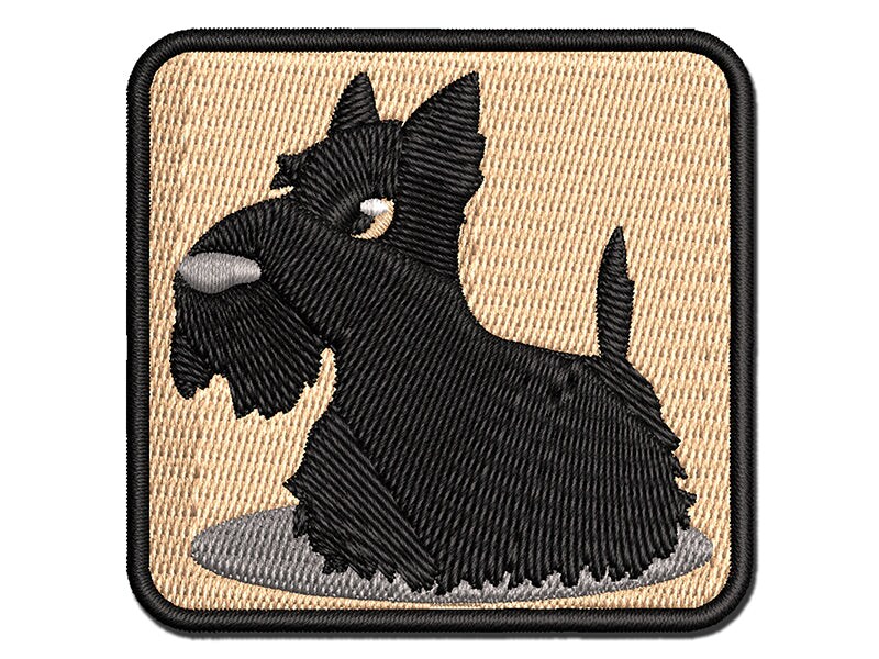 Delightful Cartoon Scottish Terrier Multi-Color Embroidered Iron-On or Hook &#x26; Loop Patch Applique