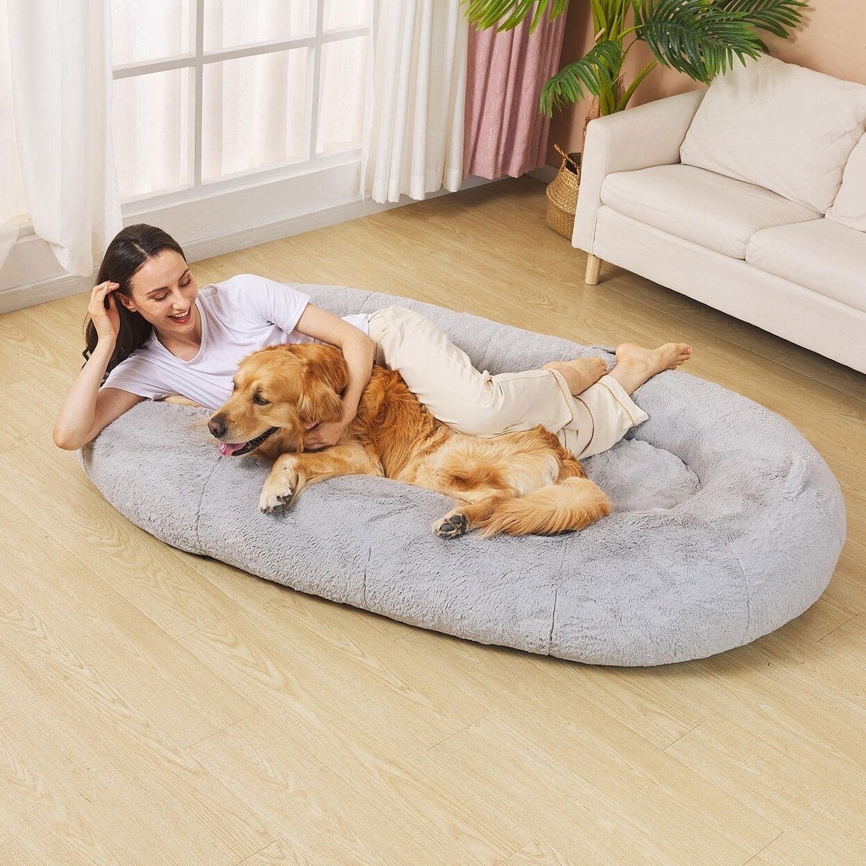 Long plush pet bed best sale