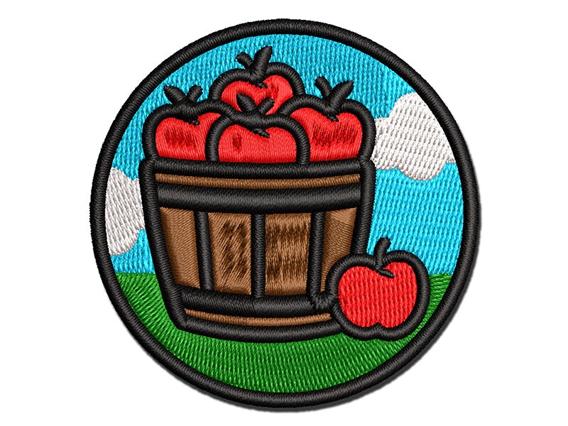 Basket of Apples Fruit Fall MultiColor Embroidered IronOn or Hook