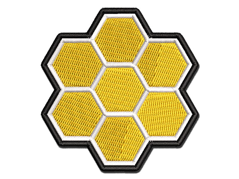 Bee Honeycomb Solid Multi-Color Embroidered Iron-On or Hook &#x26; Loop Patch Applique