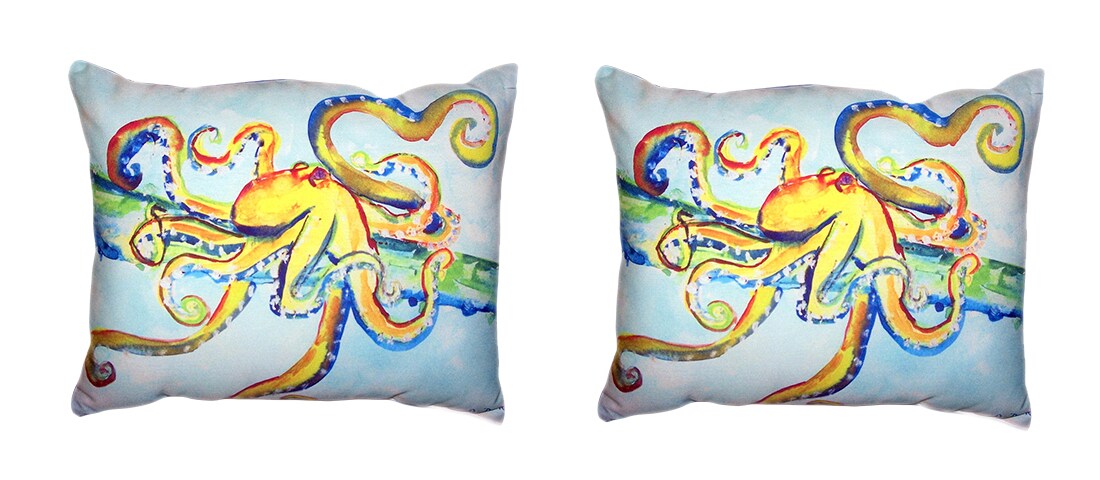 Pair Of Betsy Drake Crazy Octopus No Cord Pillows 16 X 20