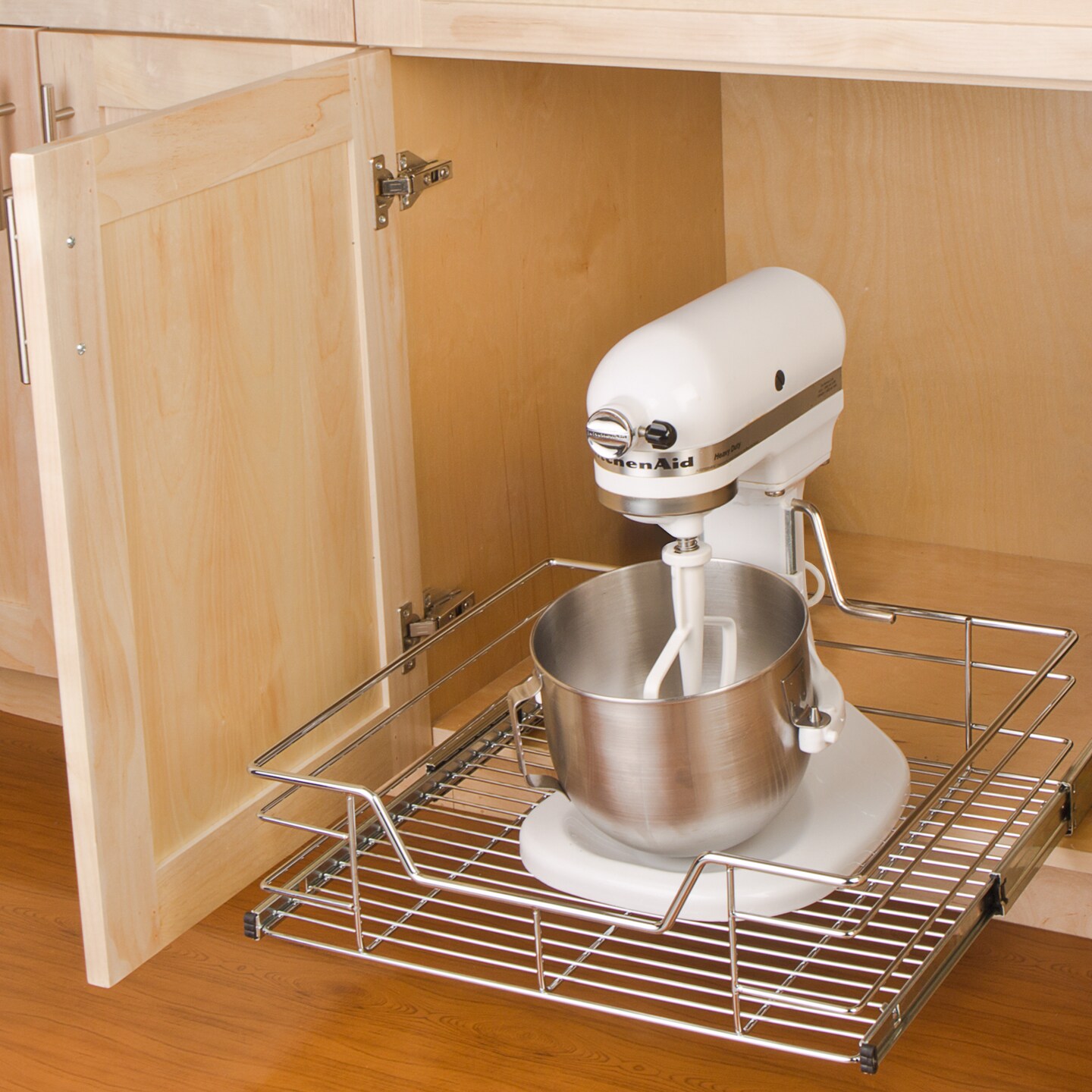 Smart Design Pull Out Cabinet Shelf - Extra Large Tall - 20 Inch x 18-35 - Chrome