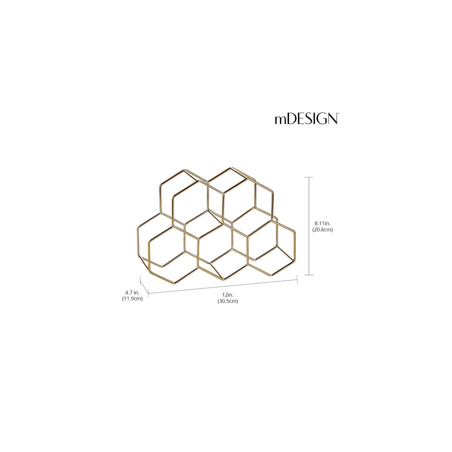 mDesign Honeycomb 5 Bottle Wine Rack for Kitchen Counter or Fridge