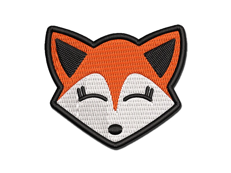 Fox Face Multi-Color Embroidered Iron-On or Hook &#x26; Loop Patch Applique