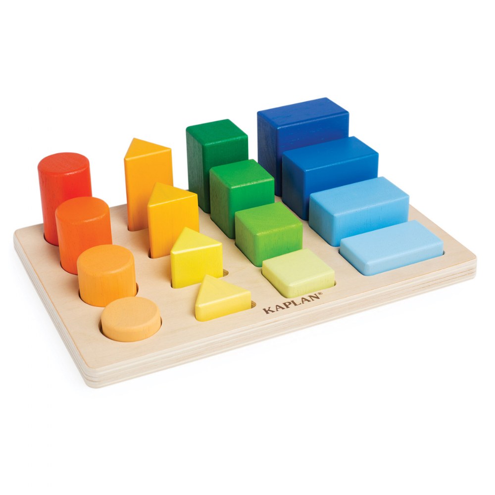 Kaplan Early Learning Company Wooden Colorful Shape and Height Sorter
