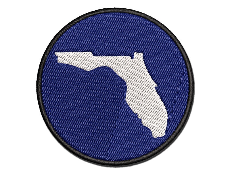 Florida State Silhouette Multi-Color Embroidered Iron-On or Hook &#x26; Loop Patch Applique