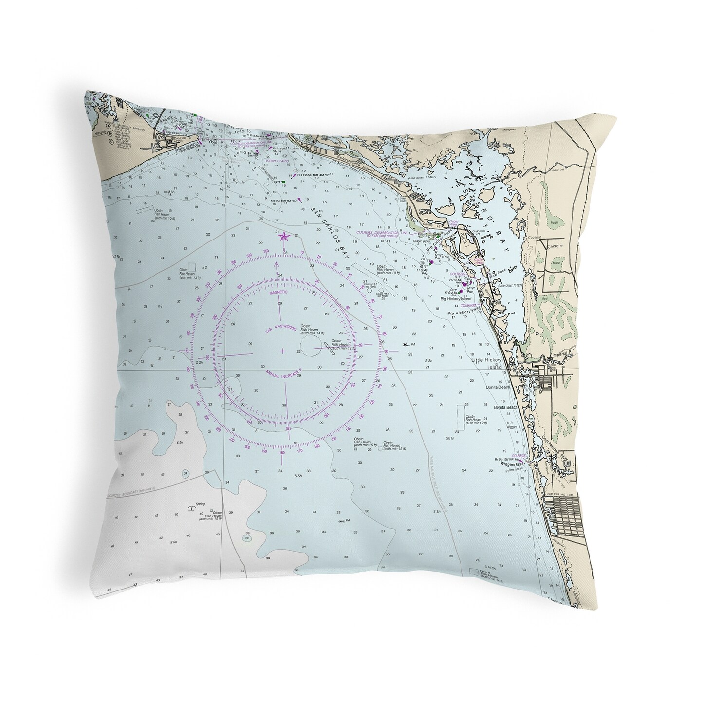 Estero Bay Map Pillow 18x18 &#x2013; Noncorded Indoor/Outdoor Pillow