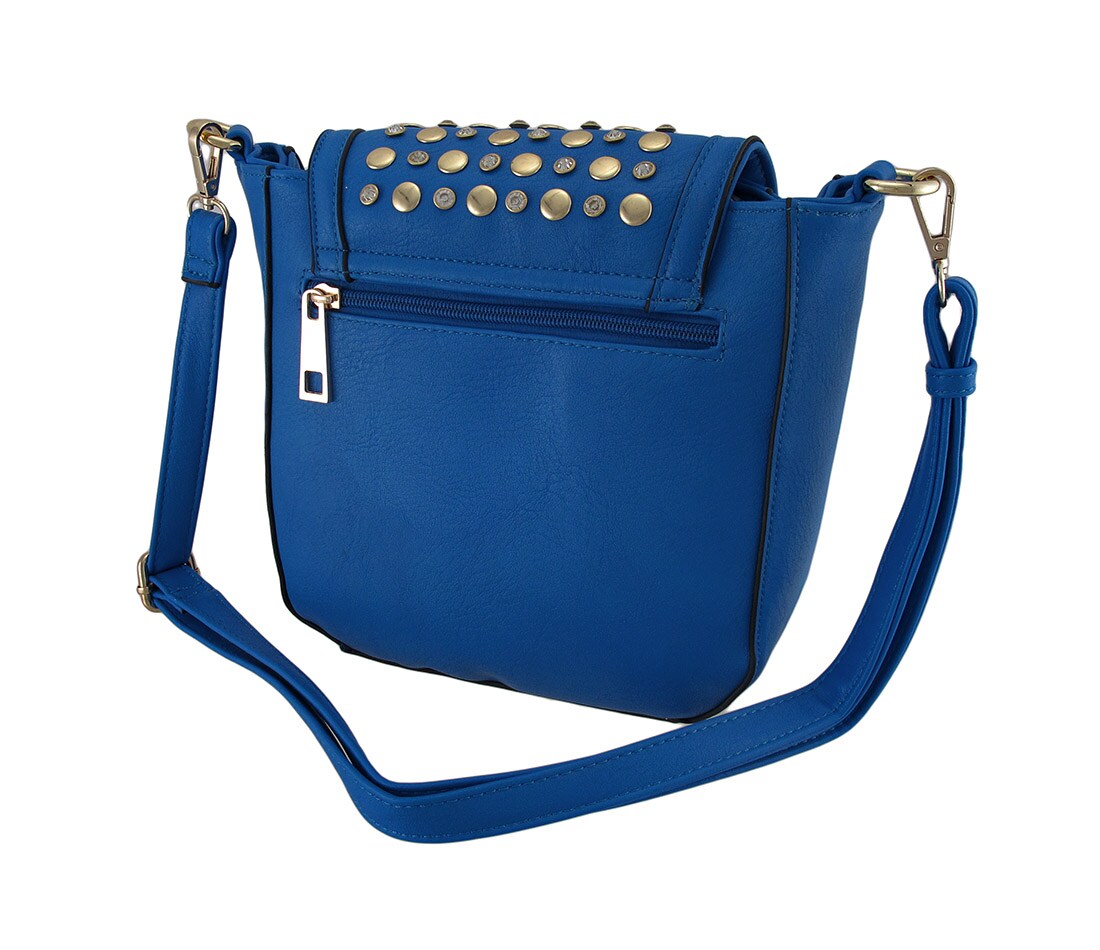 Studded Rhinestone Expandable Shoulder Bag w/Detachable Strap