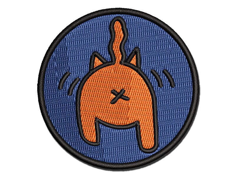 Cat Butt Doodle Multi-Color Embroidered Iron-On or Hook &#x26; Loop Patch Applique