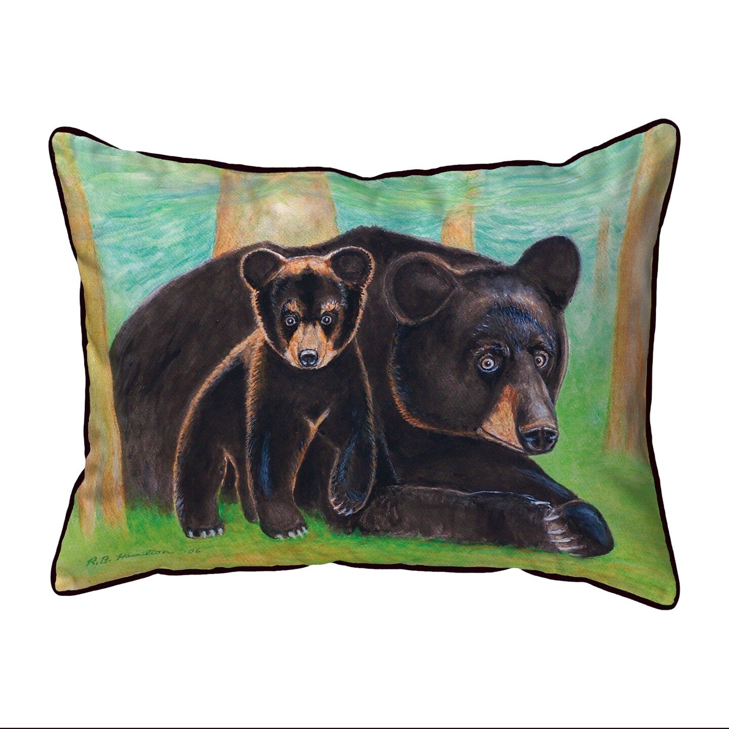 Betsy Drake Bear &#x26; Cub Large Indoor/Outdoor Pillow 16x20