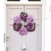 18&#x22; Magenta Pink Hydrangea Wreath with Grapevine Ring by Floral Home&#xAE;