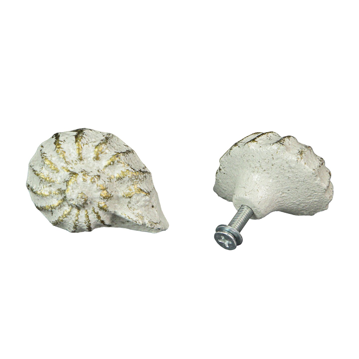 Cast Iron Nautilus Shell Drawer Pull Decorative Cabinet Knob Nautical Set of 6