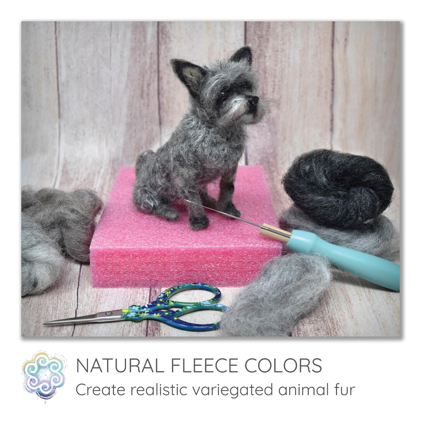 Needle Felting Wool, Large Size. Animal Colors & White Core Wool. Premium Carded Wool for Felting, Spinning, Blending. Craft Roving Variety Pack, Critter Colors