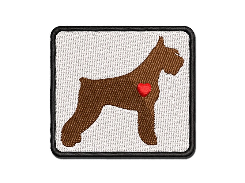 Giant Schnauzer Dog with Heart Multi-Color Embroidered Iron-On or Hook &#x26; Loop Patch Applique