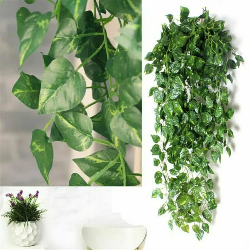 2 Pcs Artificial Ivy Leaf Plants Fake Hanging Garland Plants Vine Home Decor