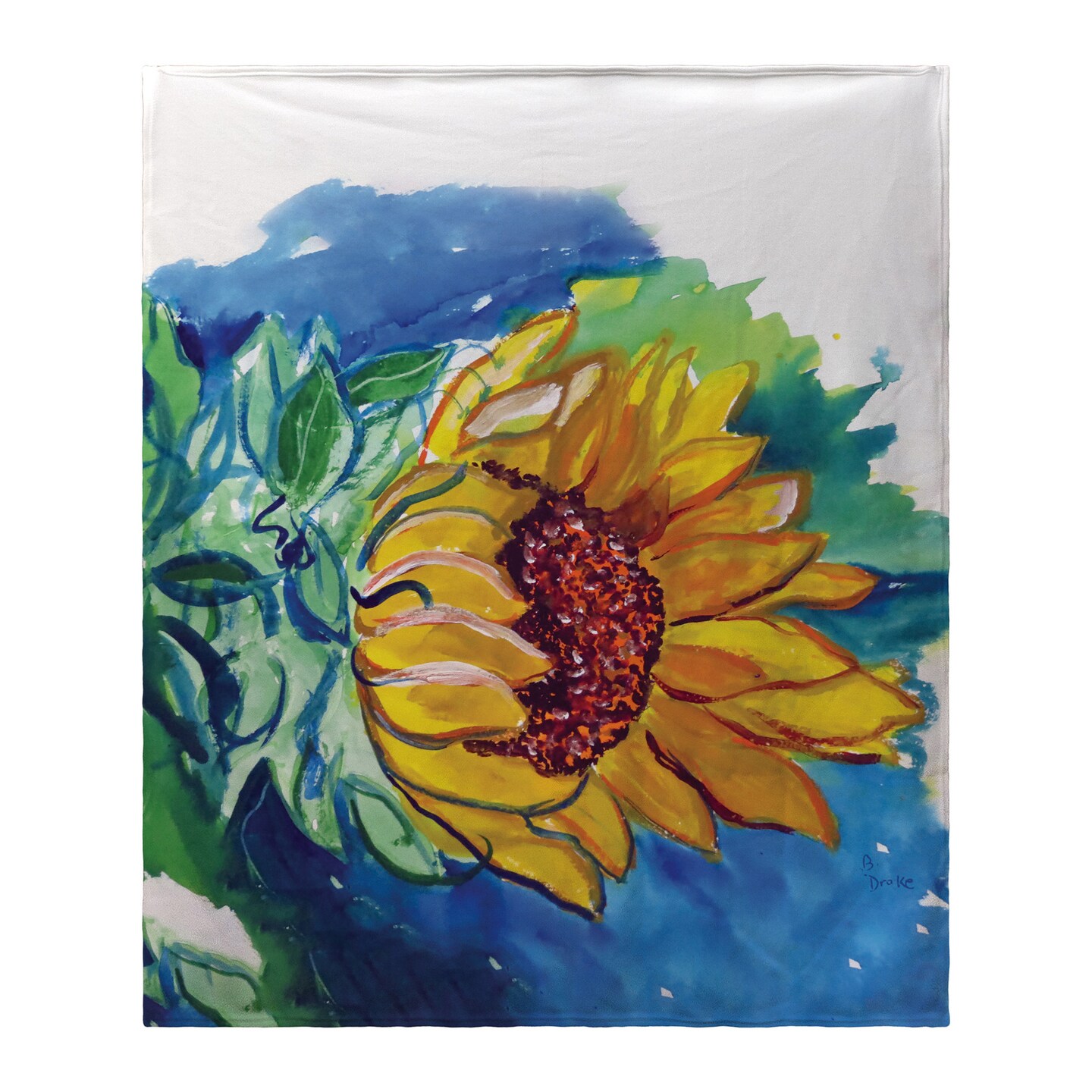 Betsy Drake Windy Sunflower Fleece Blanket