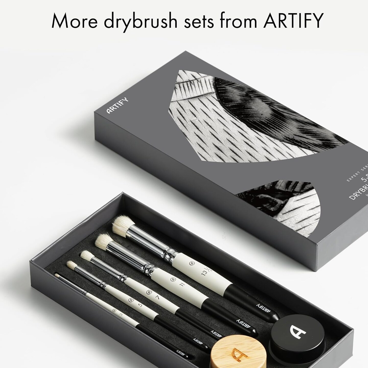 ARTIFY Drybrush Set of 5 Sizes: Expert Series Dry Brush for Effortless Miniature, Model, Ceramics, Citadel Painting - Hobby Detail Small Acrylic Oil Paint Brushes for Tabletop & Wargames Miniatures