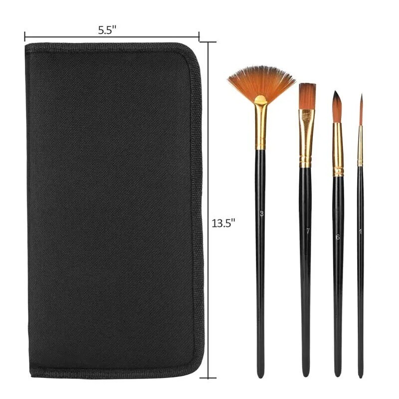 17Pcs Professional Artist Nylon Paint Brushes Set for Oil Watercolor Art w/ Case