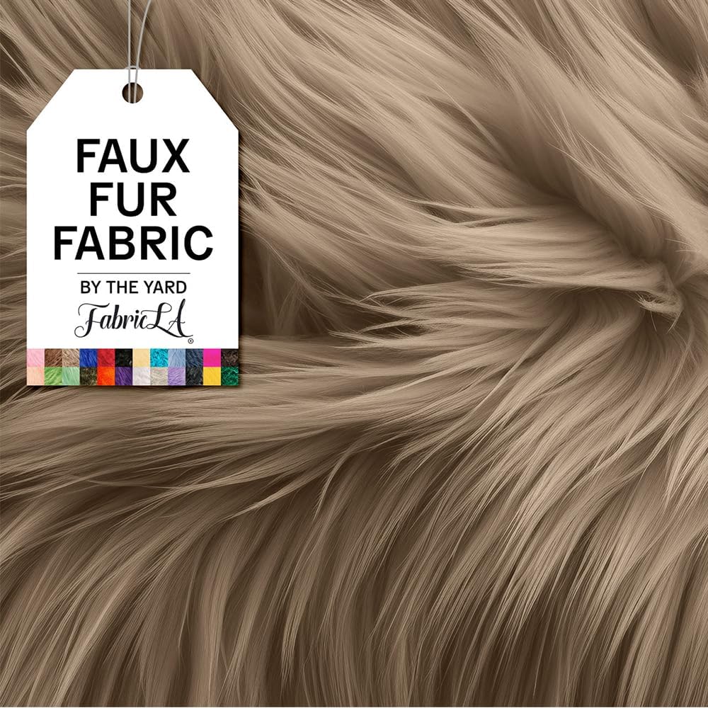 FabricLA | Shaggy Faux Fur | Fabric by The Yard | 18" X 60" Inch Wide | Craft Furry Fabric | Sewing, Apparel, Rugs, Pillows & More | Faux Fluffy Fabric | Beige, Half Yard