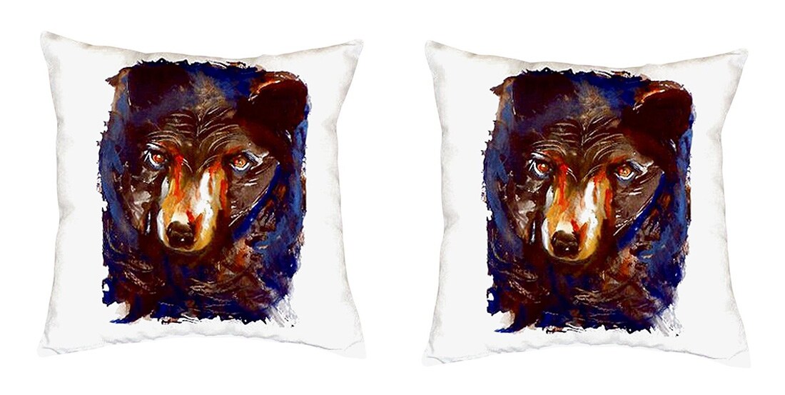 Pair of Betsy Drake Betsy&#x2019;s Bear No Cord Pillows 18 Inch X 18 Inch