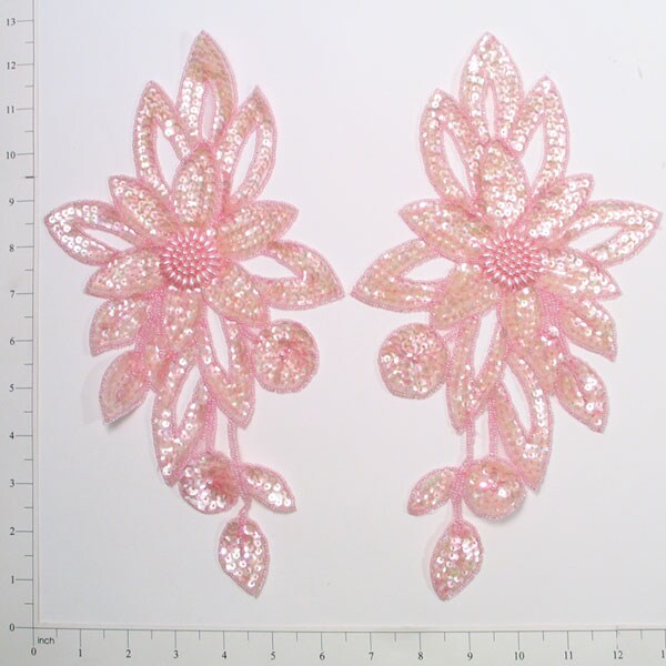 Fancy Floral Sequin Applique/Patch Pack of 2